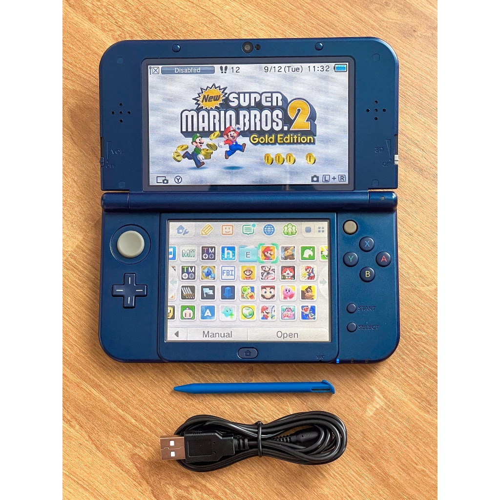 Nintendo NEW 3DS LL มือสอง สีน้ำเงิน สภาพดี แปลง Men 32GB ลงเกมพร้อมเล่น
