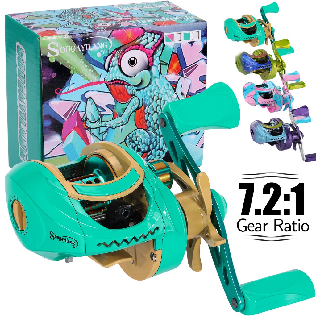 Sougayilang รอกเบทคาสติ้ง 17 + 1BB 7.2: 1 ซ้าย/ขวามือด้านหน้าลาก Spinning Fishing Reel Casting Reel