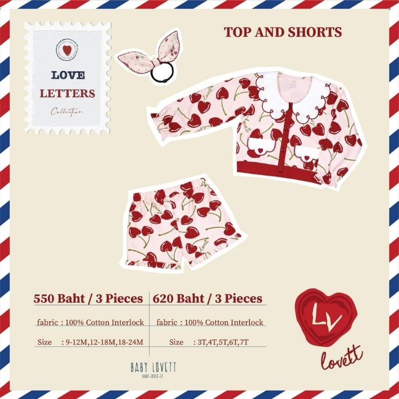Used Baby Lovett Top and Pants (Love Letters Collection) Size 18-24 เดือน พร้อมส่ง