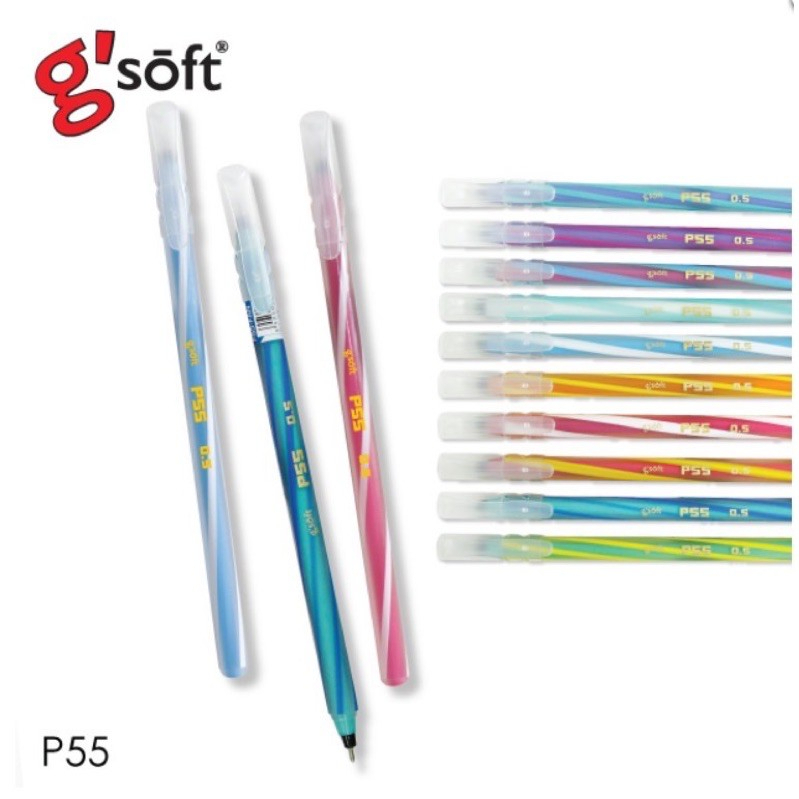 ขาย 1 ด้าม G'soft Gel Oil Base Blue lnk P55 (ด้ามละ) ปากกาลูกลื่นเจล หมึกน้ำมัน