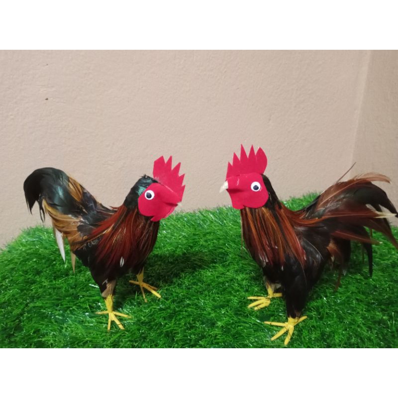 ไก่ขนจริง ไก่ชน งานฝีมือ