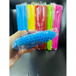 หลอดดูดน้ำ แบบยาวพิเศษ 33 cm พลาสติก สีเรียบ หลอดน้ำ ขนาด 30 กรัม คละสี