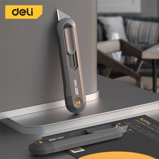 Deli คัตเตอร์พกพา คัตเตอร์ตัดกระดาษ คัตเตอร์สั้น พกพาง่าย มีสปริงในตัว มีดคัตเตอร์ 9mm 18mm