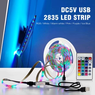 USB หลายสี ไฟเส้น LED 2835 5V นำไฟตกแต่ง ไฟปีใหม่ ไฟเส้นสายยาว ไฟติดห้อง ยืดหยุ่น เปลี่ยนฟรี มี 9 สี ให้เหลือก 5M/ 10M