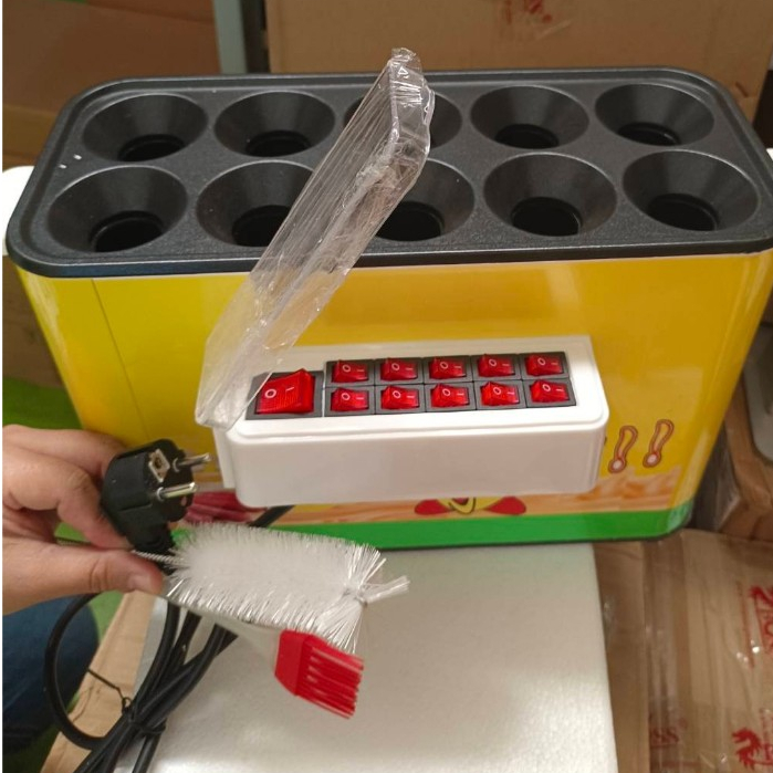 เครื่องทำไข่ม้วน 10ช่อง สวิตต์แยกทำงาน hole roll egg maker