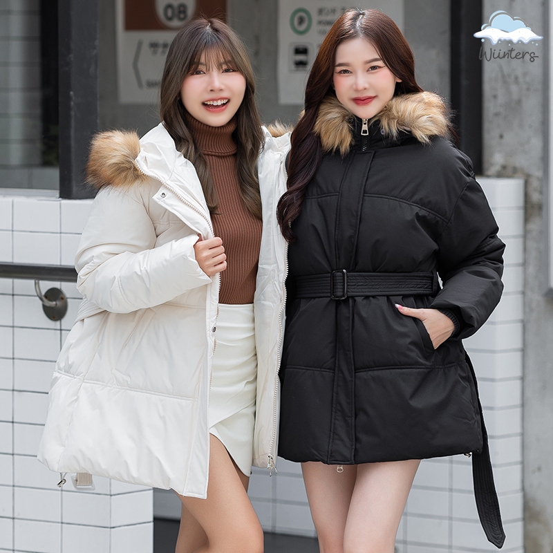 [ Igloo Belt Coat ]​ 3 สี I เสื้อโค้ท โค้ท มีฮู้ด ขนเฟอร์ ถอดได้ ด้านในบุซับในทั้งตัว กันหนาว + เข็มขัดคาดเอว