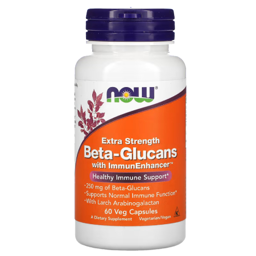 เบต้า-กูลแคน NOW Foods, Beta-Glucans, with ImmunEnhancer, Extra Strength, 250 mg, 60 Veg Capsules