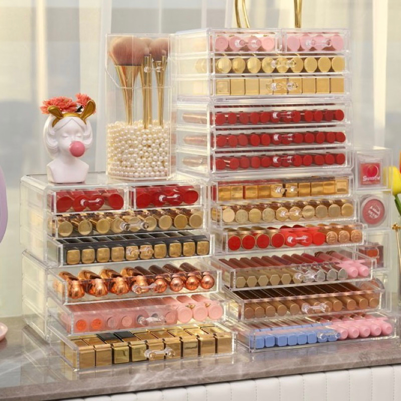 ชั้นวางลิปสติก3ชั้น  ชั้นวางเครื่องสำอาง  ที่เก็บปากกา ตกแต่งบ้าน