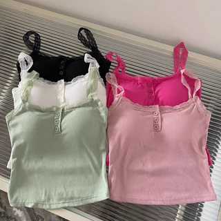 Bentoy(bratop9062)เสื้อสายเดี่ยวมีฟองน้ำ สายลูกไม้น่ารัก หน้าอกเป็นกระดุมเปิดได้ เซ็กซี่เบาๆ