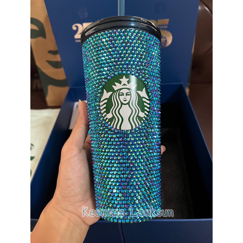 Starbucks 25th Anniversary Blue Bling Cold Cup ส่งฟรี