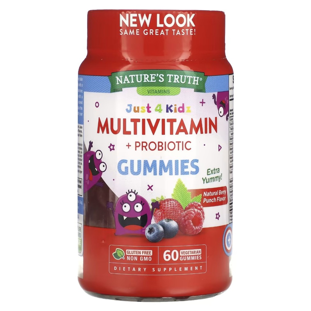 Nature's Truth JUST 4 KIDZ MULTIVITAMIN GUMMIES + PROBIOTIC 60 Gummies กัมมี่วิตามิรวมเด็ก 60 ชิ้น