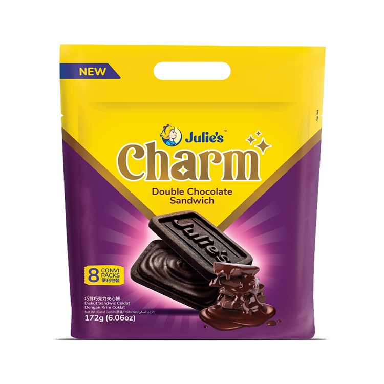 Julie's Charm ชาร์ม ดับเบิล ช็อกโกแลต แซนด์วิช 172 กรัม ( 8ซอง )
