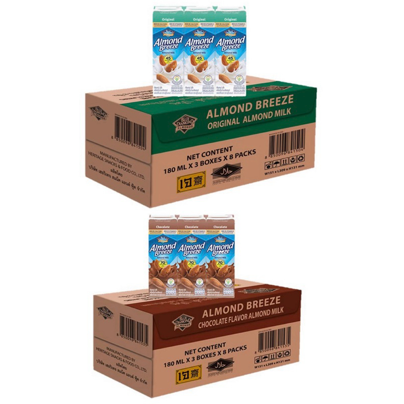 อัลมอนด์บรีซ นมอัลมอนด์ 180 มล. (ยกลัง 24 กล่อง)