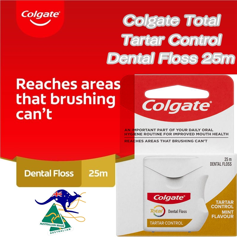 Colgate Total Tartar Control Dental Floss 25m  ไหมขัดฟัน คอลเกตโททัล ทาร์ทาร์คอนโทรล 25 เมตร ช่วยขจัดคราบพลัค