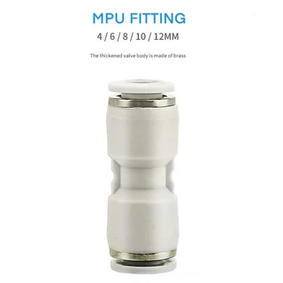 PAMY WPU WHITE FITTING ข้อต่อลมสีขาว ต่อตรง เสียบสายลมเท่ากันทุกด้าน เสียบสายลม 2 ข้างเท่ากัน