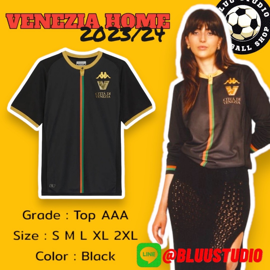 bluu⚽พร้อมส่งจากไทย🇹🇭 เสื้อบอล เวเนเซีย เหย้า สีดำ เกรดแฟนบอล ปี 2023/24 Venezia Home Jersey 2023/24 เกรดดีที่สุด