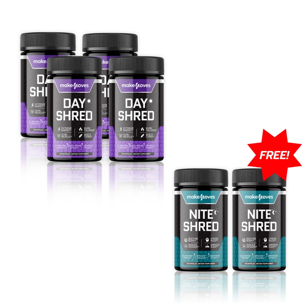 DAY & NITE SHRED MakeMoves เซ็ท 2 เดือน เดย์ 4 แถม ไนท์ 2 ตัวช่วยเผาผลาญ 24 ชม.