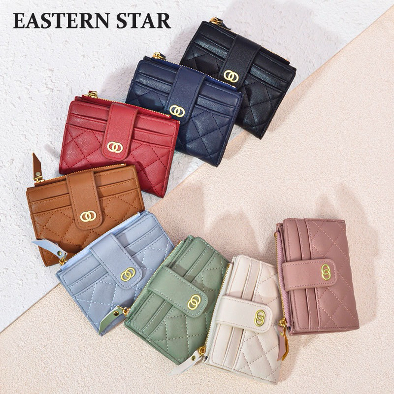 พร้อมส่ง🩰EASTERN STAR กระเป๋าสตางค์แบบพกพา มีช่องเสียบบัตรหลายช่อง  สีเรียบหรูดูแพง