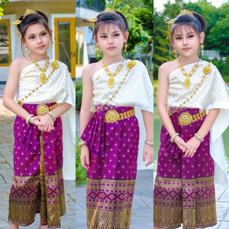 ชุดไทยเด็ก ชุดไทยเด็กผู้หญิง ชุดไทยหน้านาง ชุดไทยโจงกระเบน ชุดไทยเด็กราคาถูก