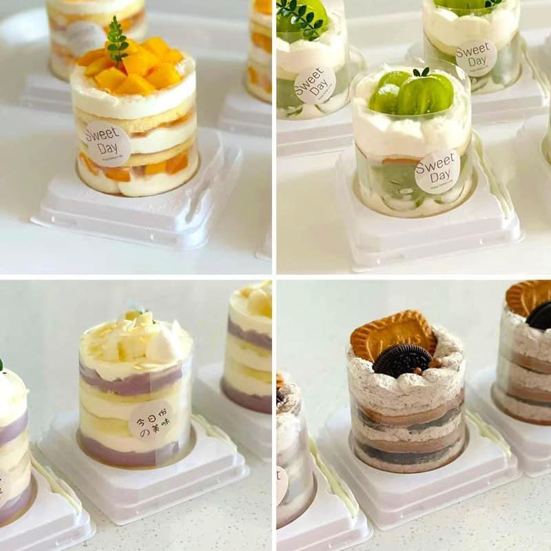 กล่องเค้ก กล่องฝาใส 50 ใบ แถมส้อม พร้อมส่ง