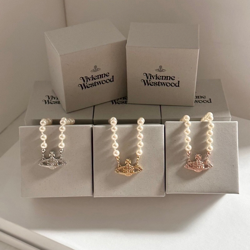 VivienneWestwood Mini Bas Relief Pearl Choker (สร้อยมุก)