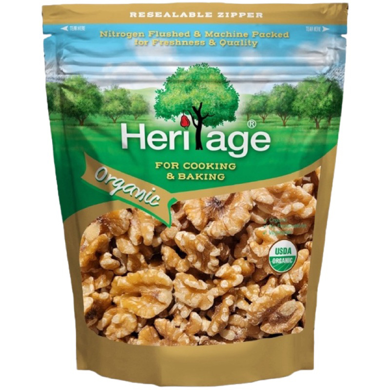 Heritage organic walnuts 200g. เฮอริเทจ ออร์แกนิควอลนัทจากอเมริกา🇺🇸