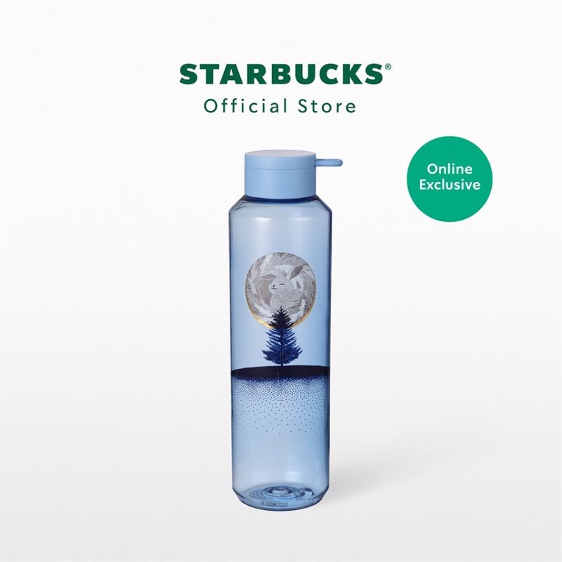 Starbucks Light Blue Rabbit Moon Landscape Water Bottle 24oz