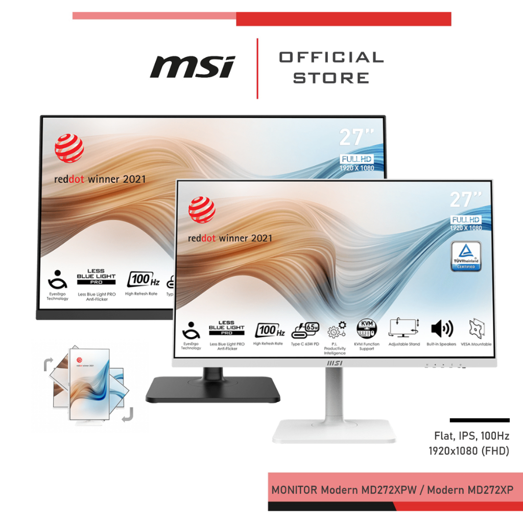 [Pre-Order] MSI MODERN MD272XPW สีขาว / MODERN MD272XP สีดำ - จอมอนิเตอร์ FHD, 100Hz (จอคอมพิวเตอร์)