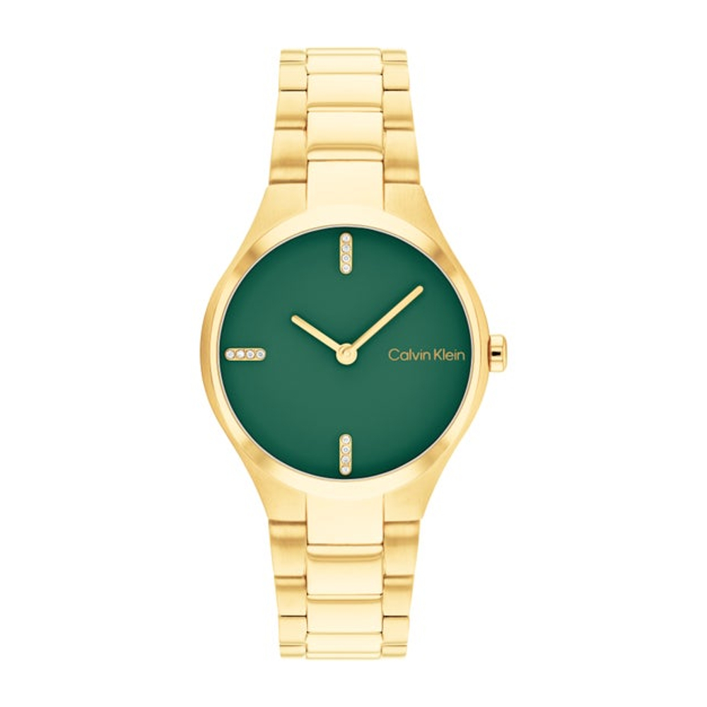 Calvin Klein Admire รุ่น CK25200333 นาฬิกาข้อมือผู้หญิง สายสแตนเลส สีทอง/เขียว หน้าปัด 30 มม.