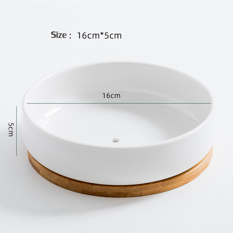 Plants Center T206 พร้อมส่งกระถางต้นไม้ เซรามิกขาวทรงกลม มีถาดรองไม้ ขนาด 16x6.5 cm เป็นเซรามิกเคลือบเงา ไม้อวบน้ำ ไลทอป - รูปที่ 2