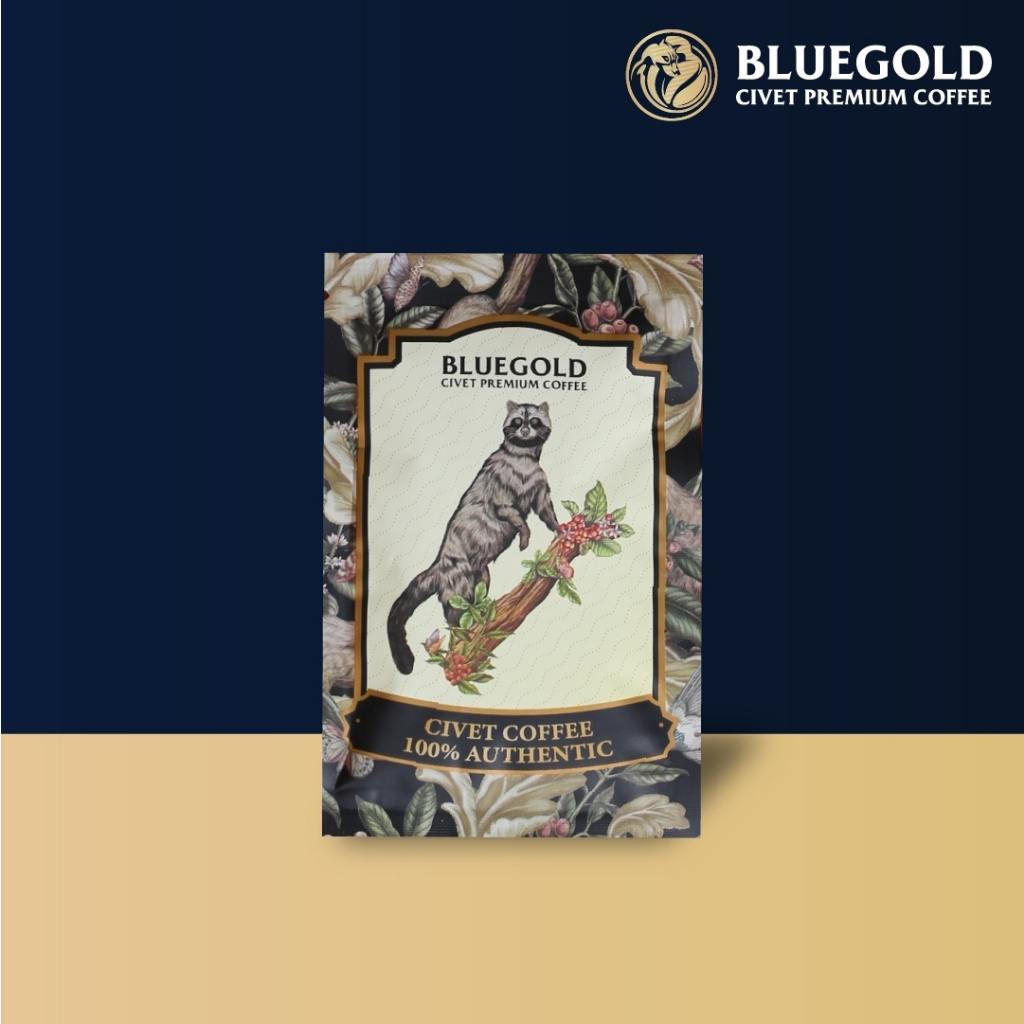 เมล็ดกาแฟขี้ชะมดแท้พรีเมียม 100% ขนาด 8 กรัม Civet Premium Coffee 100% จากไร่กาแฟขี้ชะมด Bluegold
