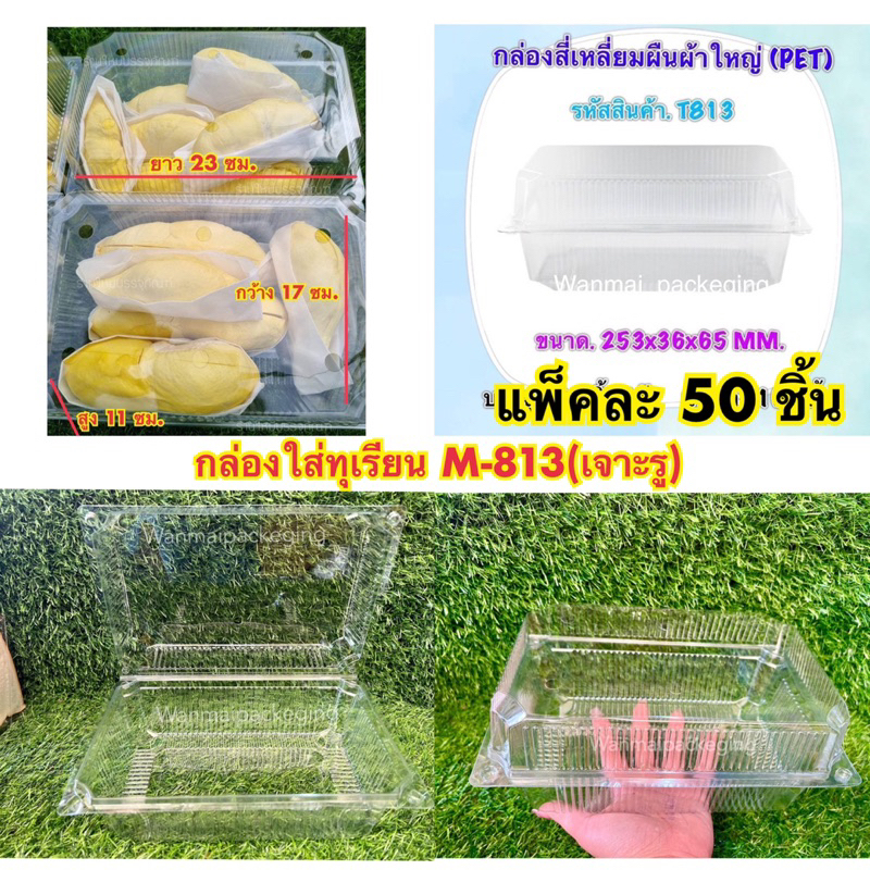 (ขายยกลัง)กล่องใส่ผลไม้ กล่องใส่ทุเรียนฝาเจาะรู M813 (1ลัง)บรรจุ200ชิ้น***สั่งได้ ครั้งละ 1ลังเท่านั้น***
