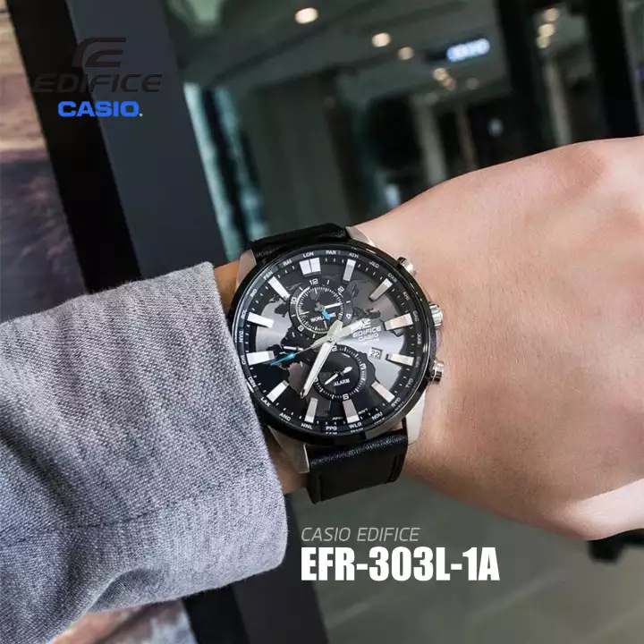 นาฬิกาข้อมือผู้ชายมีสไตล์ รุ่น EFR-303L-1A（มีการรับประกัน）