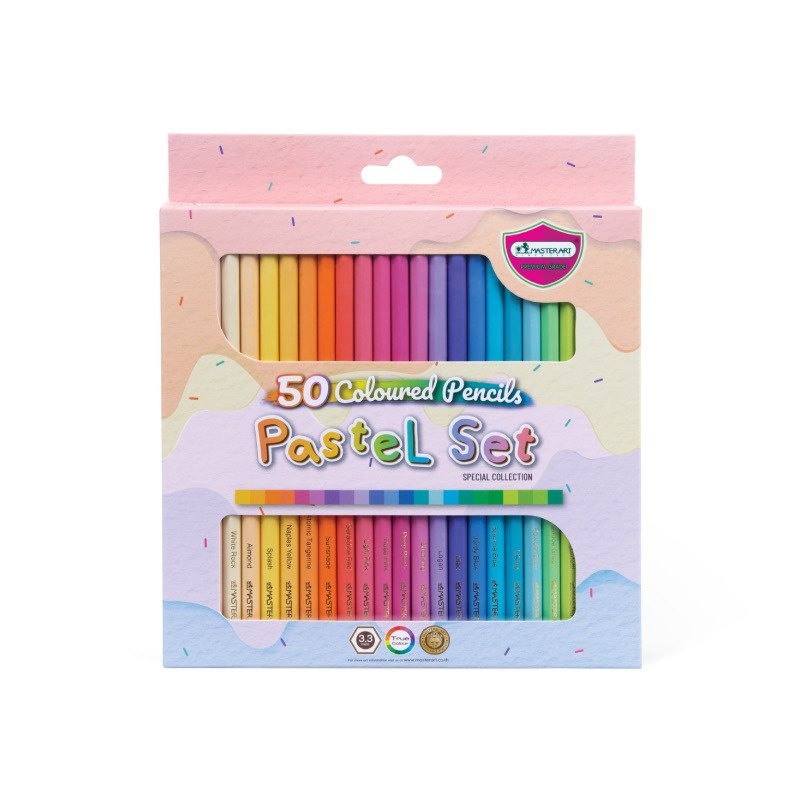 MASTER ART ดินสอสีไม้ 50 สี รุ่น PASTEL SET แบบแท่งยาว เซ็ตสีพาสเทล