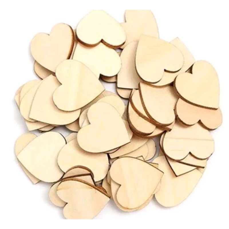 แผ่นไม้รูปหัวใจ 4 cm 50 ชิ้น #T2 พร้อมส่ง✨🥳🥳🥳