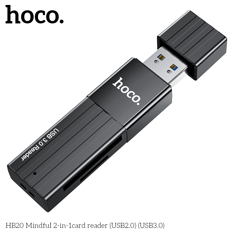HOCO 2in1 CardReader ตัวอ่านการ์ด ใช้สำหรับ SD TF Micro card USB3.0/USB2.0 High-speed รองรับ2TB Speed 5Gbps/480mbps HB20 - รูปที่ 4
