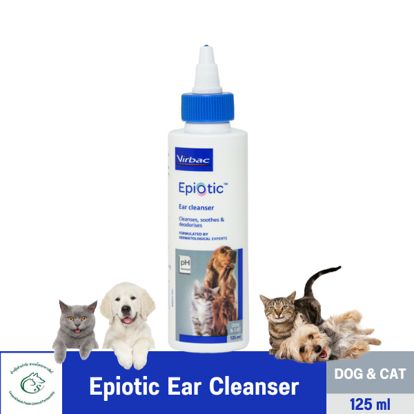 Virbac Epi-Otic น้ำยาเช็ดทำความสะอาดหู สุนัขและแมว 125 ml.Exp.28/03/25