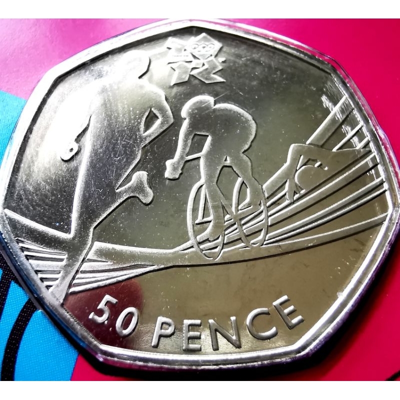 เหรียญ​อังกฤษ​ UK, 50 Pence, (ที่ระลึก​โอลิมปิก​2012​ลอนดอน), Triathlon, mint pack