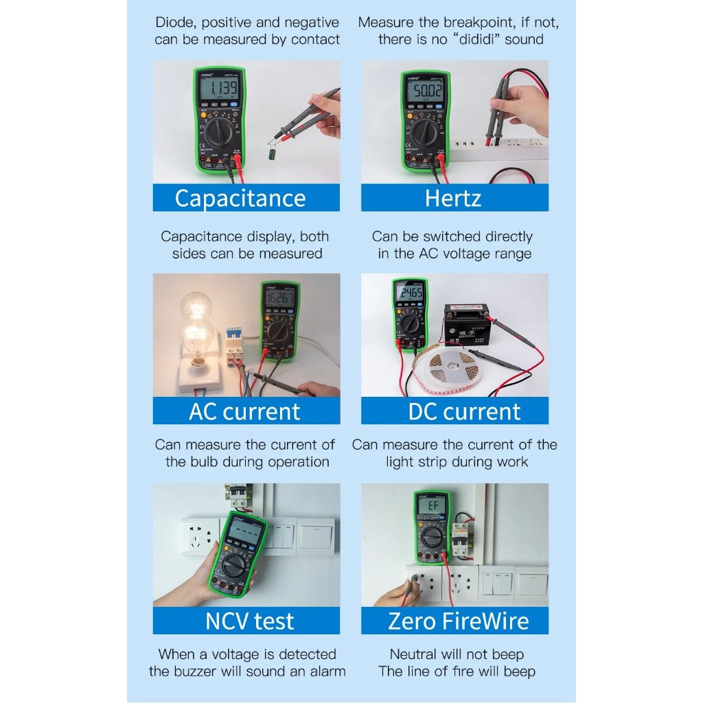 ANeng AN870 Digital Multimeter มัลติมิเตอร์ แบบดิจิทัล มืออาชีพ 19999 เครื่องนับ กระแสไฟ TRMS ราคา ถูกที่สุด ดีลบีเคเค แกลเลอรีภาพที่ 2