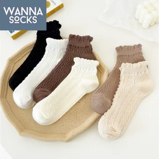 ส่งจากไทย!! ถุงเท้าลายลูกไม้ สไตล์ญี่ปุ่น แนววินเทจ ข้อสั้น ผ้าฝ้าย สีพื้น ถุงเท้าแฟชั่น A07