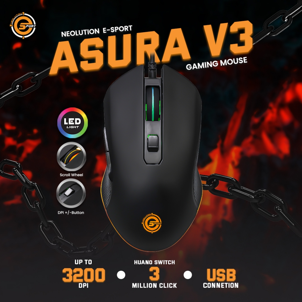 Neolution E-Sport Gaming Mouse Asura V.3 เมาส์เกมมิ่ง เม้าส์เล่นเกมส์แบบมีสาย software macro