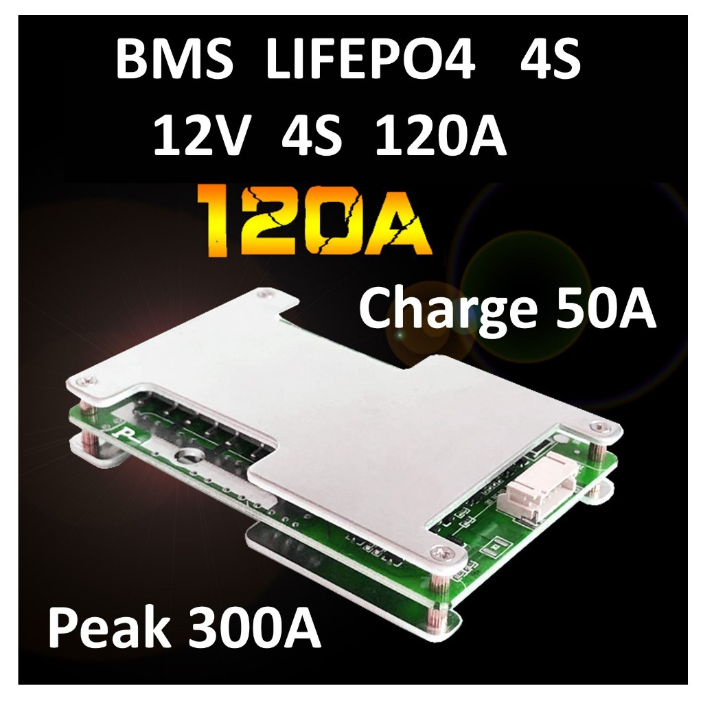 BMS 120A discharge(Peak 300A) / charge 50A  แบบ Common port สำหรับ LIFEPO4  4S 12V เหมาะทำสตาร์ทรถมอ