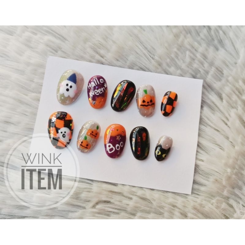 W117 เล็บ​ เล็บเจล​ เล็บปลอม​ ฮาโลวีน​ hallo Ween​ ​ ราคา ถูกที่สุด ดีลบีเคเค