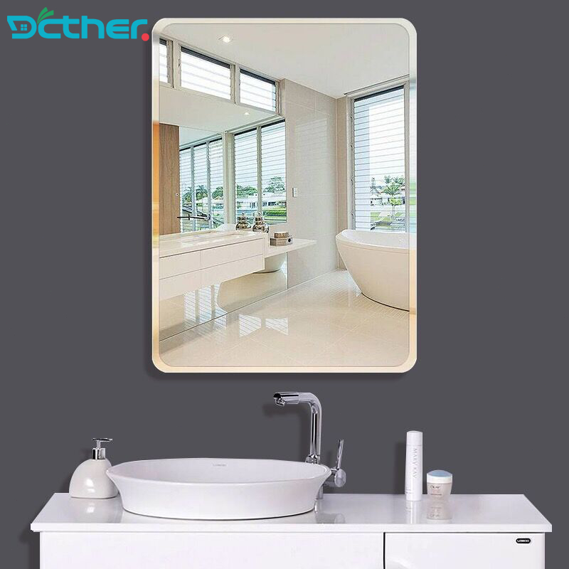 DC กระจกบ้าน 80cm กระจกห้องน้ำ สามารถยึดติดกับผนัง ภาพความละเอียดสูง การป้องกัน 5 ชั้น ไม่เปราะบาง รอบ สแควร์ กระจกเงา