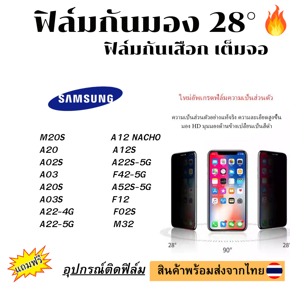 ฟิล์มกันมอง ฟิล์มกันเสือกM20S A20 A02S A03 A20S A03S A22-4G A22-5G A12 NACHO A12S A22S-5G F42-5G A52S-5G F12 F02S M32 F2