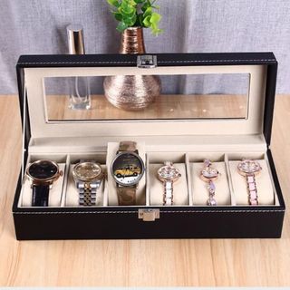 [JZ28] กล่องใส่นาฬิกา รุ่นไม้ฮอกกานีอะไหล่เงิน ด้านบนกระจก กล่องเก็บนาฬิกาสวยหรู ป้องกันสิ่งสกปรก