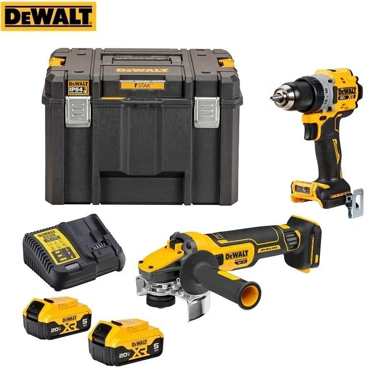 DEWALT 🇹🇭 ชุดคอมโบสว่านกระแทกไร้สายและเครื่องเจียร์ไร้สาย รุ่น DCK2216P2T-B1 พร้อมแบตเตอรี่ 5.0AH แท