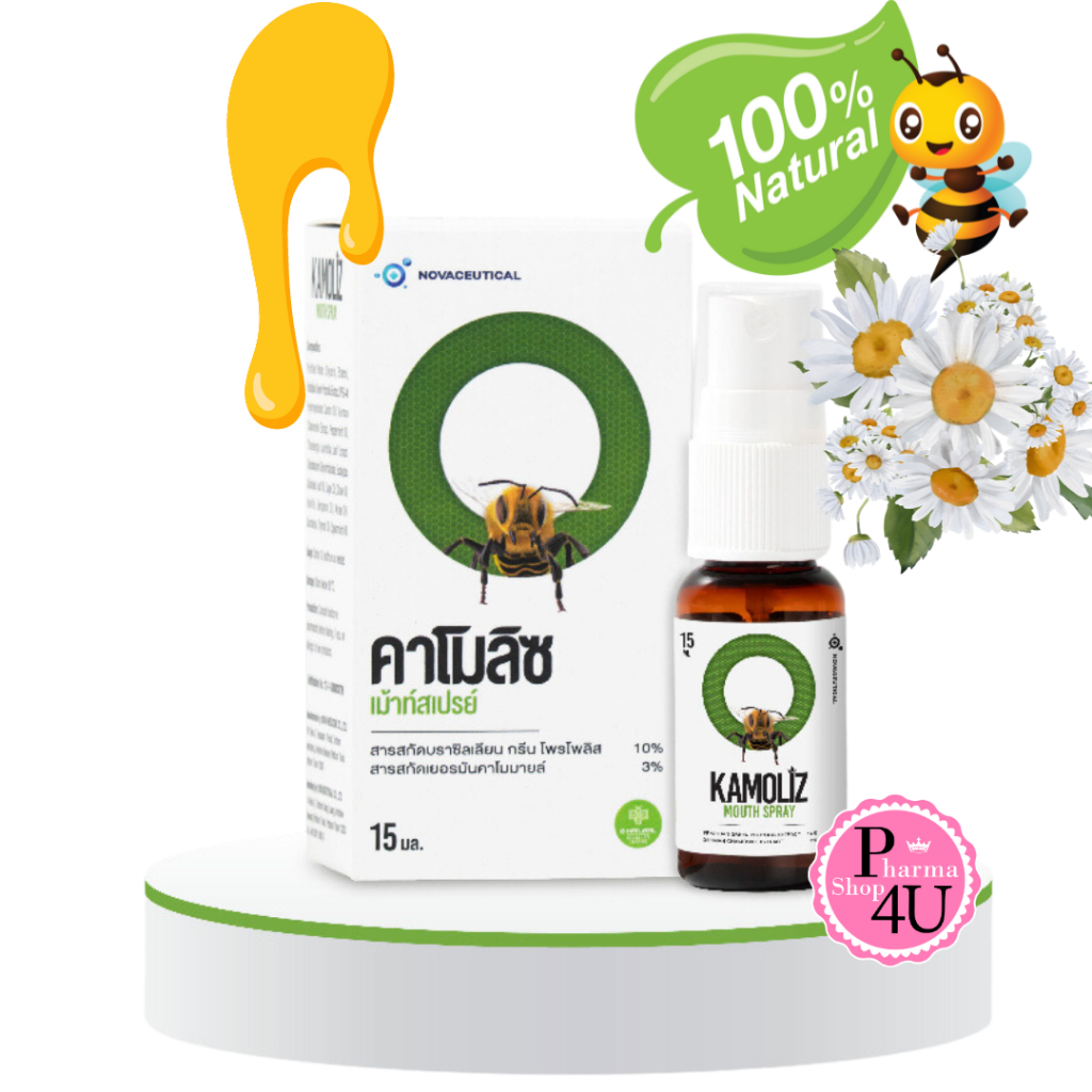 🐝 KAMOLIZ สเปรย์สำหรับช่องปาก Mouth Spray 15ml. Kamoliz Mouth Spray  นำเข้าจากอิตาลี[9152]