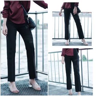 [S-3XL](90) ARTHITTAYA.BRAND กางเกงขาม้าเล็ก 9ส่วน ผ้าซูการ่า-สีดำ