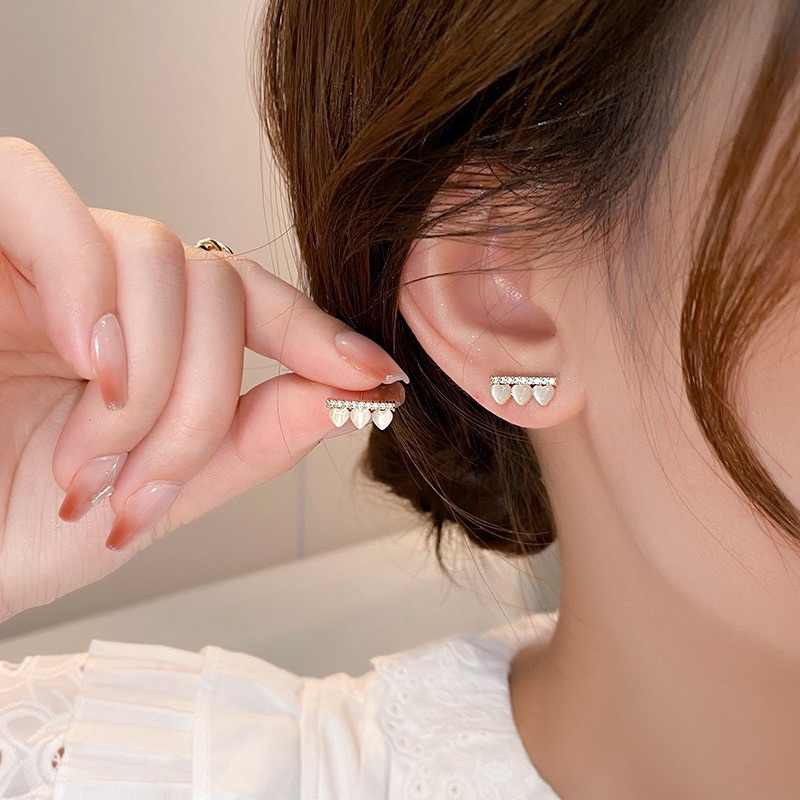 ✨พร้อมส่งจากไทย✨E-08ต่างหูหัวใจสไตล์เกาหลี ต่างหูงานเกาหลี ต่างหูมินิมอล